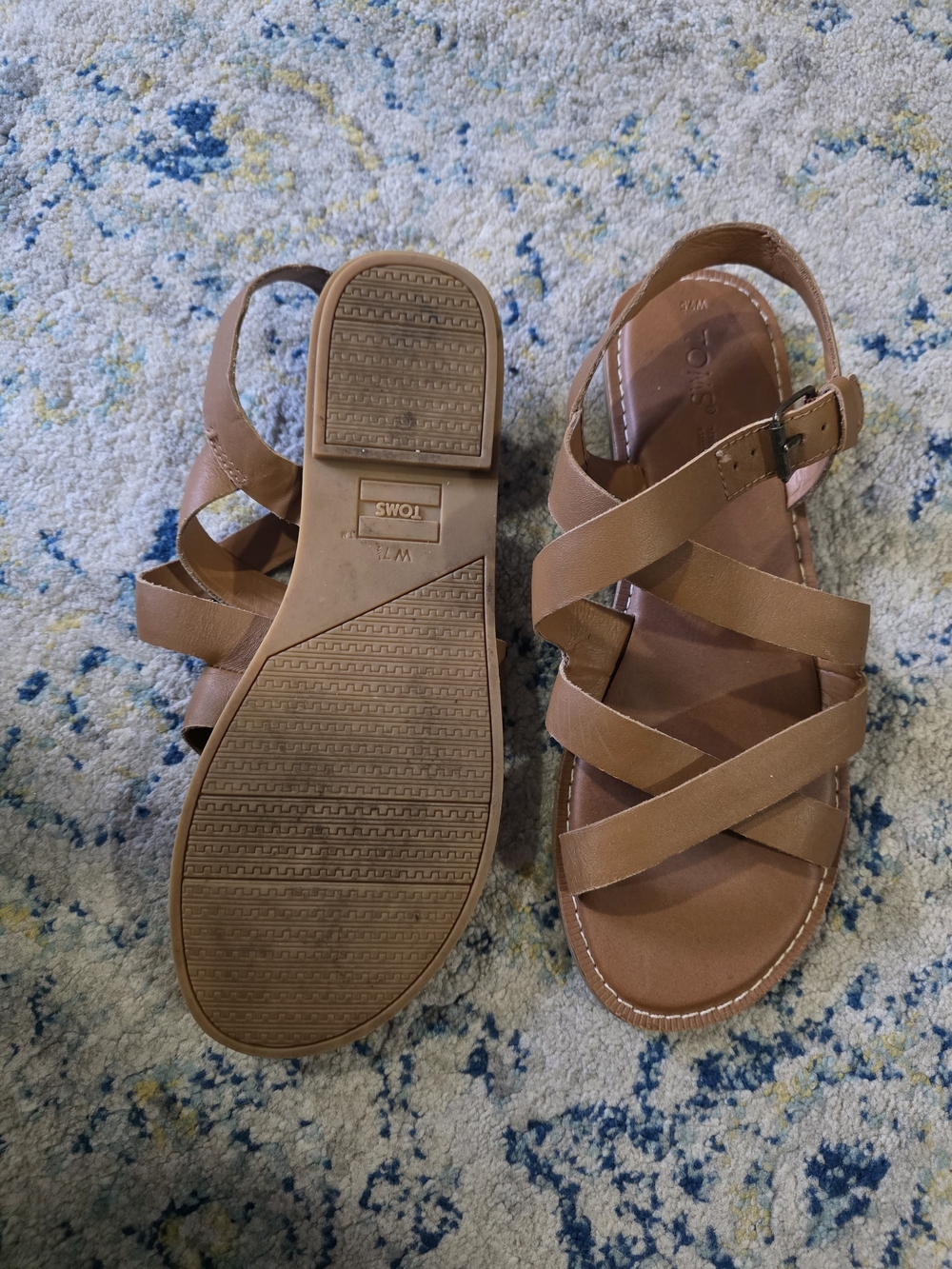 TOMS Women's Tan Strappy Leather Sandals - Picture 4 of 5